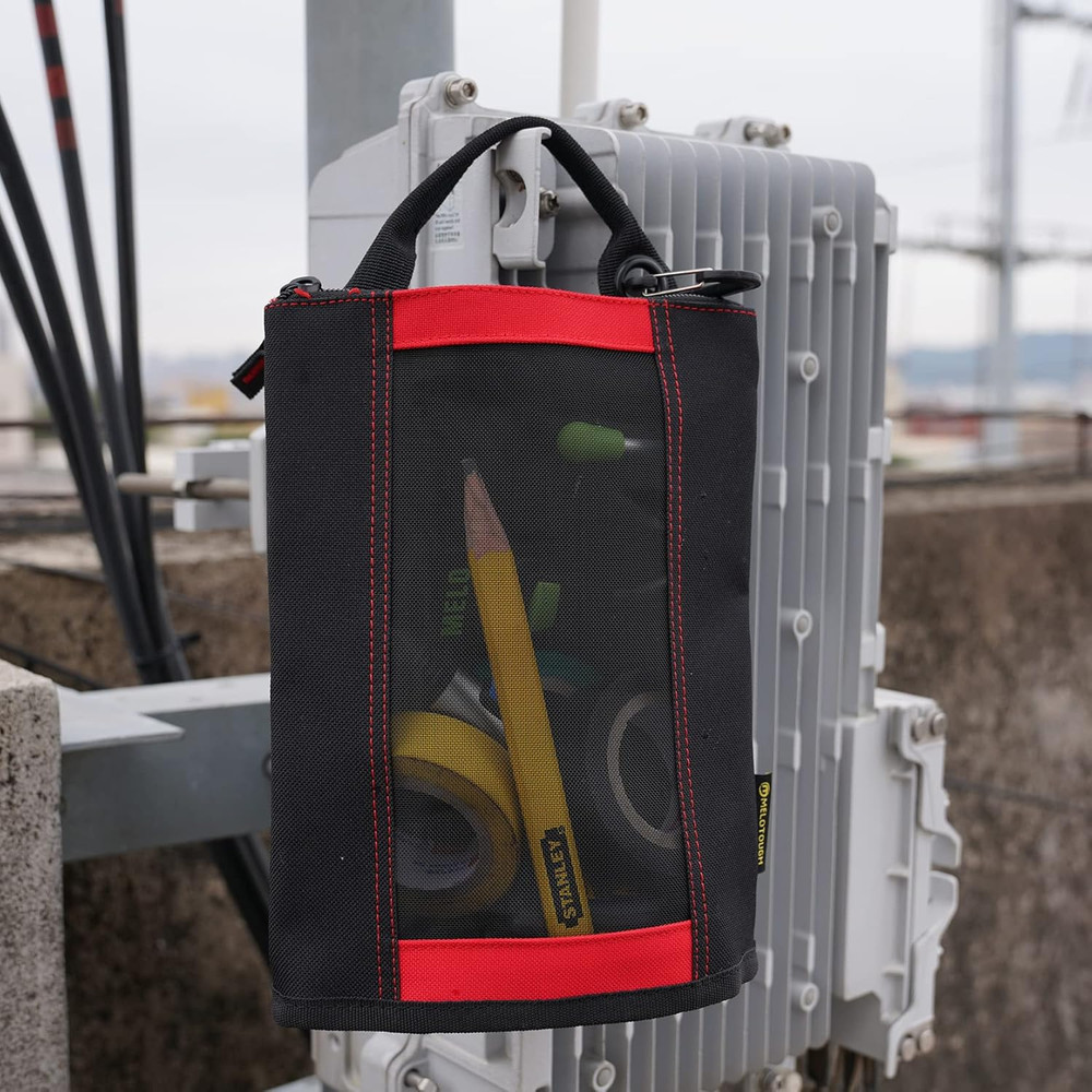 4 Pack Small Zip Tool Pouches - Durable Canvas Bags with Mesh Window