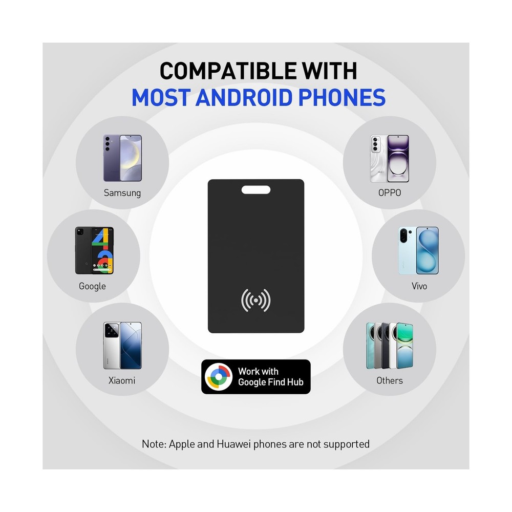 Android Wallet Tracker Card Rechargeable Air Tags-2 Pack, Works... FAST USA SHIP