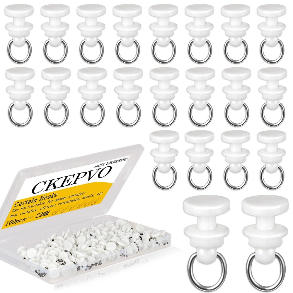 100 PCS White Plastic Curtain Track Hooks Ceiling Mount Smooth Roller RV