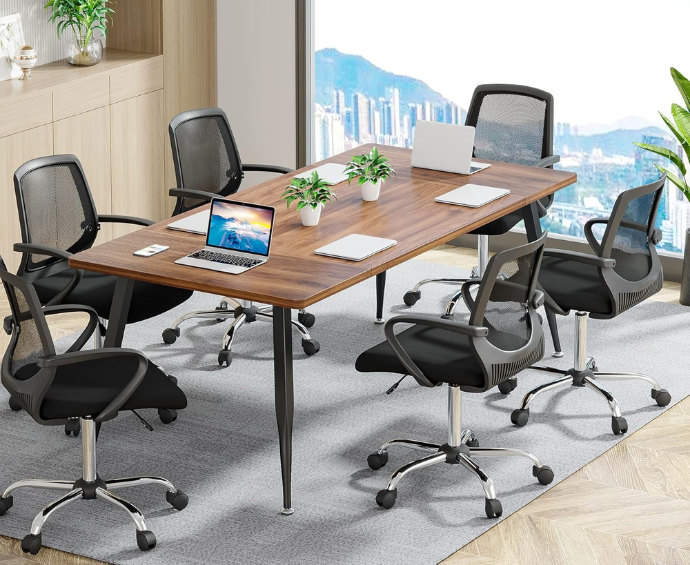 6FT Conference Table, Rectangular Meeting Room Tables, Modern Industrial Seminar