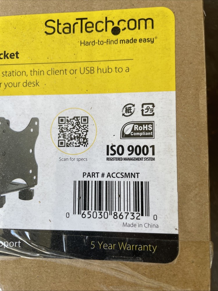 StarTech Thin Client Mount VESA Wall Mounting Bracket ACCSMNT Black NEW SEALED
