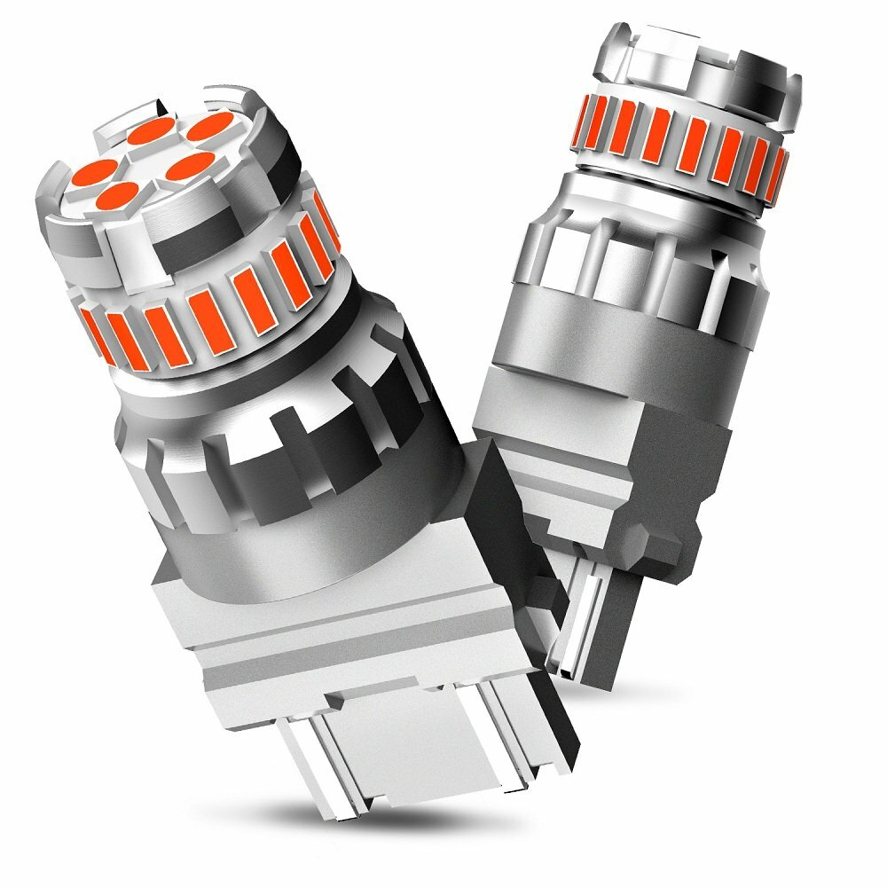 4pcs AUXITO Canbus 3157 3156 3457 3057 Red LED Brake Tail Turn Signal Light Bulb