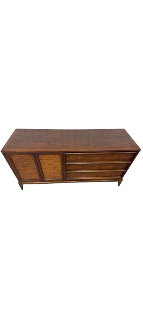 Mid-Century Modern Lane Rhythm Walnut & Cane Sideboard - REFINISHED
