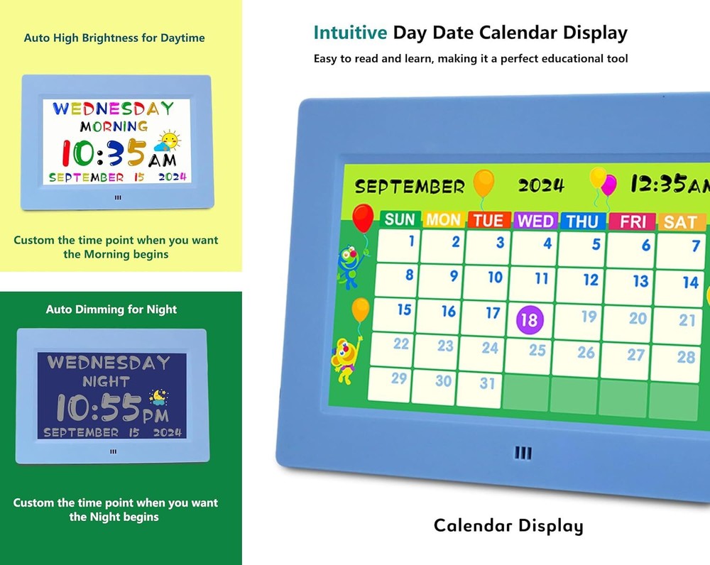 Digital teaching clock speaking time, 24-hour alarm customizable reminder