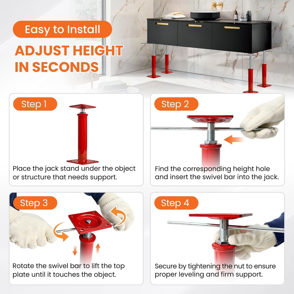 2 Pack Adjustable Jack Post, 11"-16" Stabilizing Jacks for RV & Trailer, Temp...