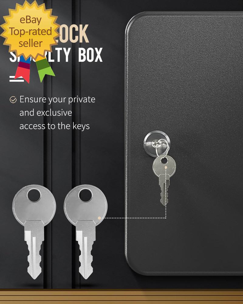 20 Position Key Cabinet with Key Lock Wall Mounted Black Security Storage Box