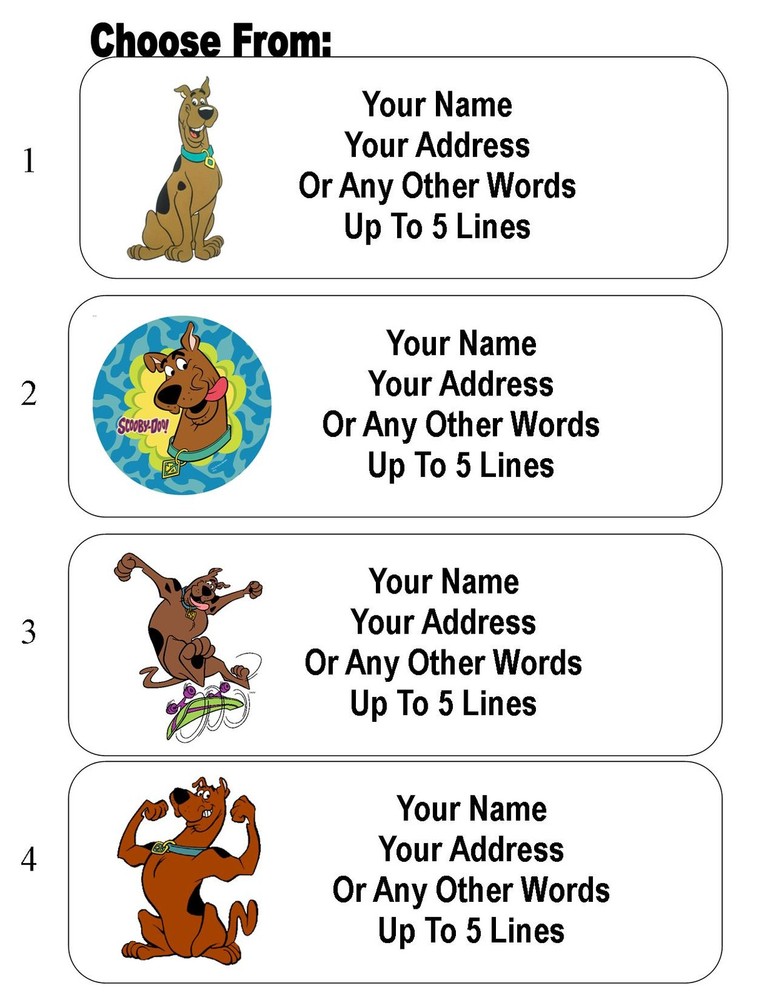 30 Scooby Doo Personalized Address Labels