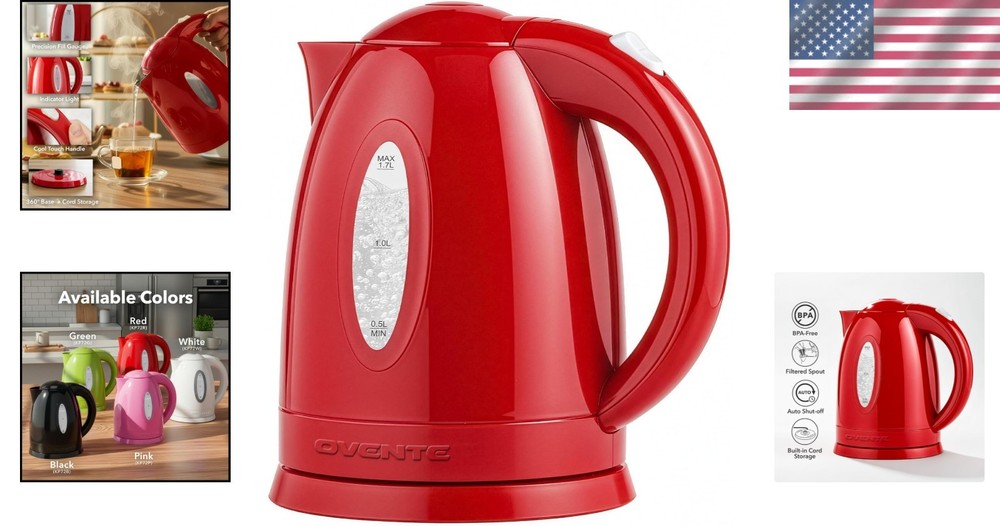 1100W Fast Boiling Electric Kettle - Removable Filter, Safety Features Included
