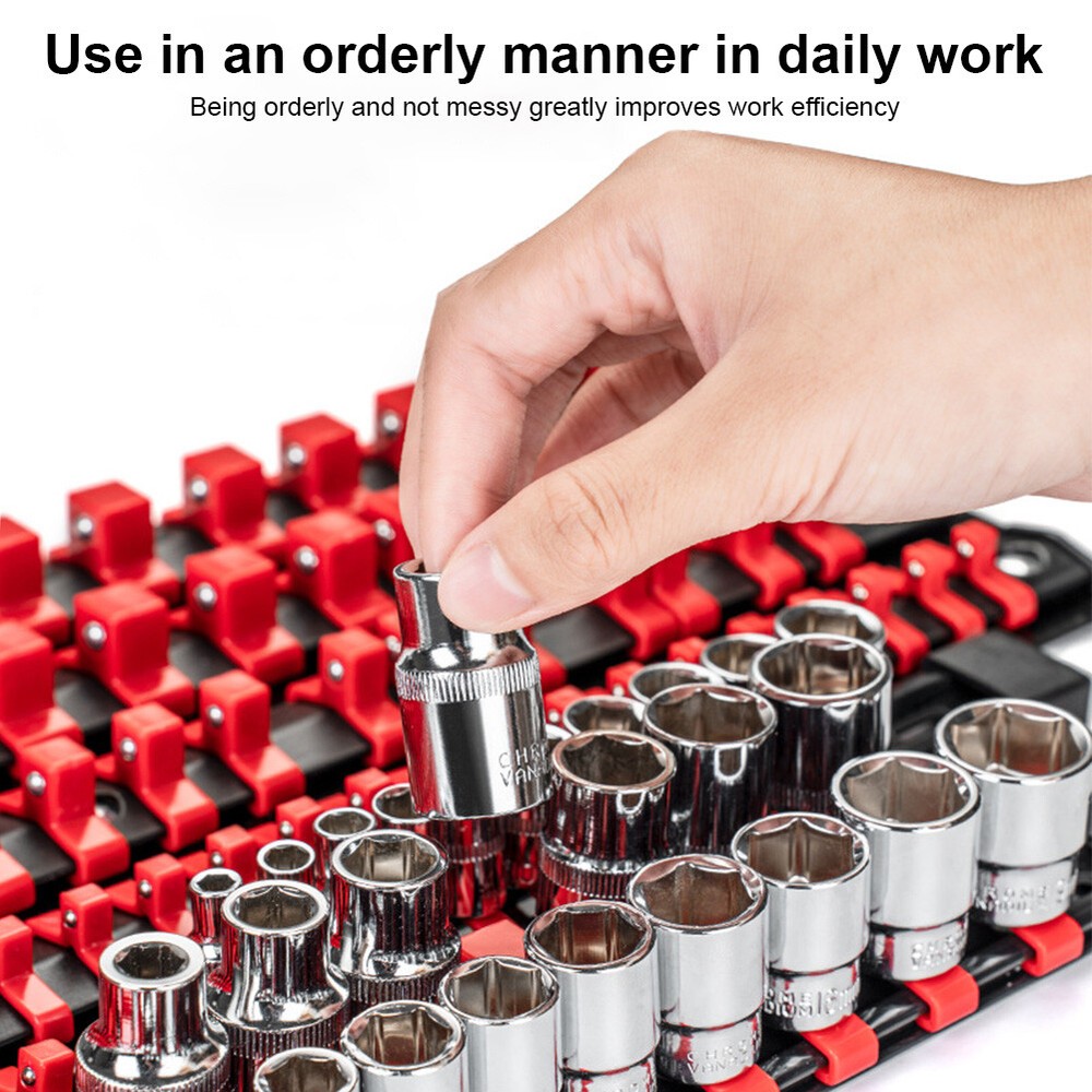 3Pcs Magnetic Socket Organizer Set Metric Socket Holder Tool Box Hold 43 Sockets