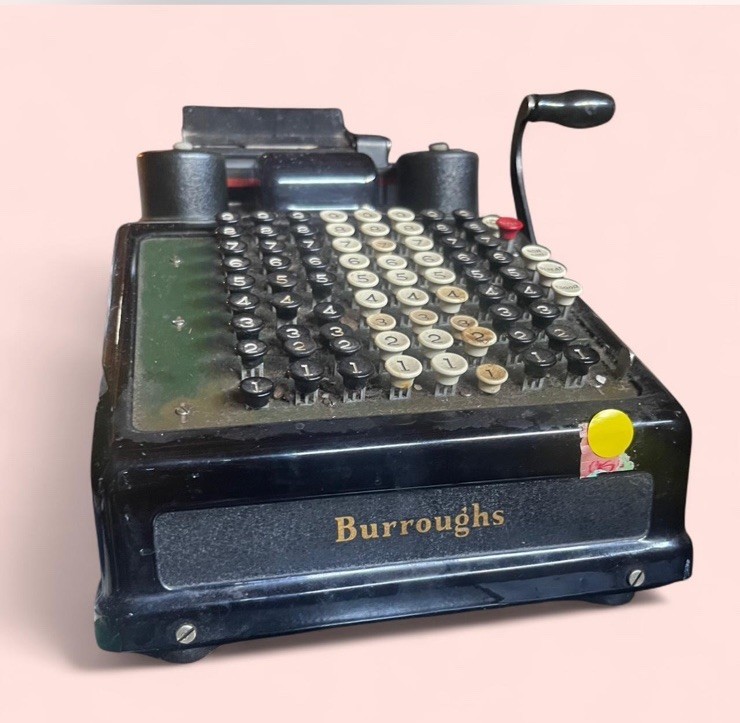Burroughs Adding Machine with Hand Crank Vintage 1920’s