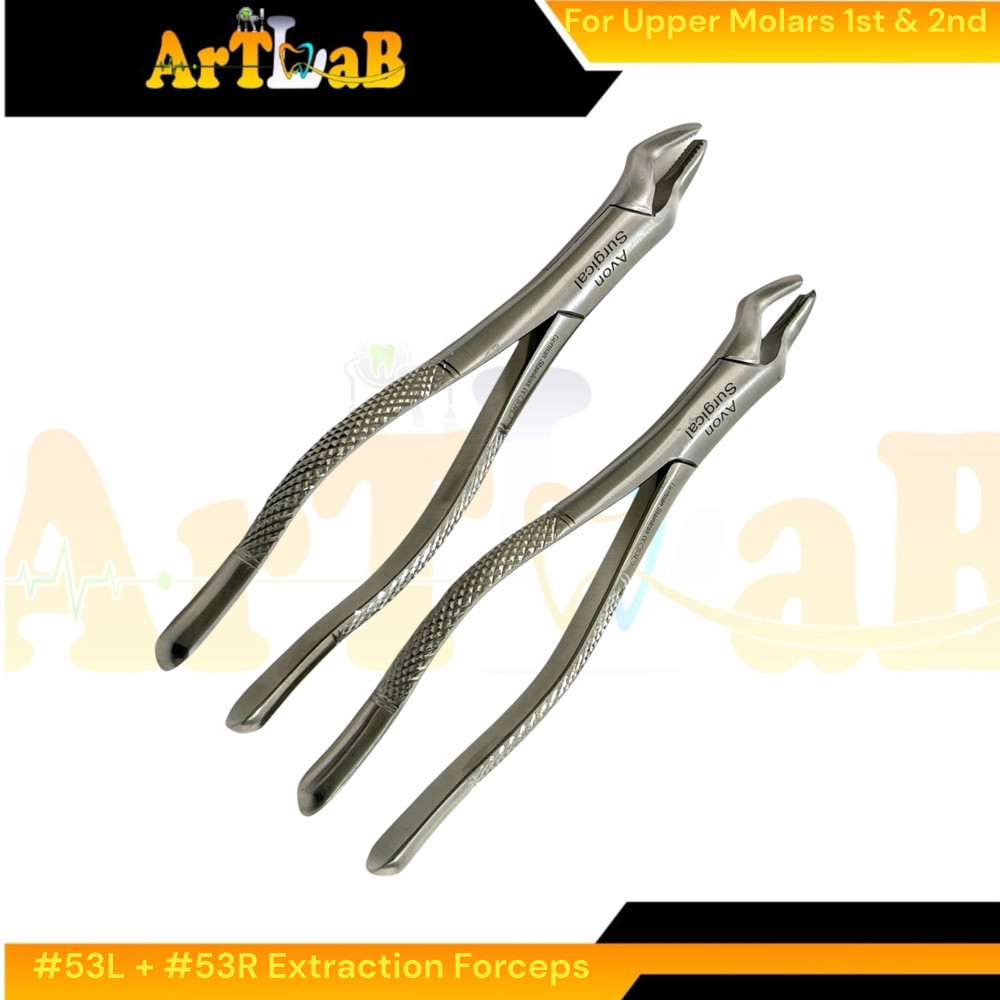 2PK - Molar Extraction Forceps #53L & 53R - Upper Left & Right - Serrated