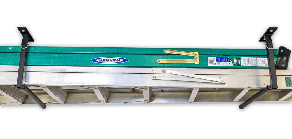Adjustable Ceiling Rack for Garage Storage – Fits Folding & Extension Ladders
