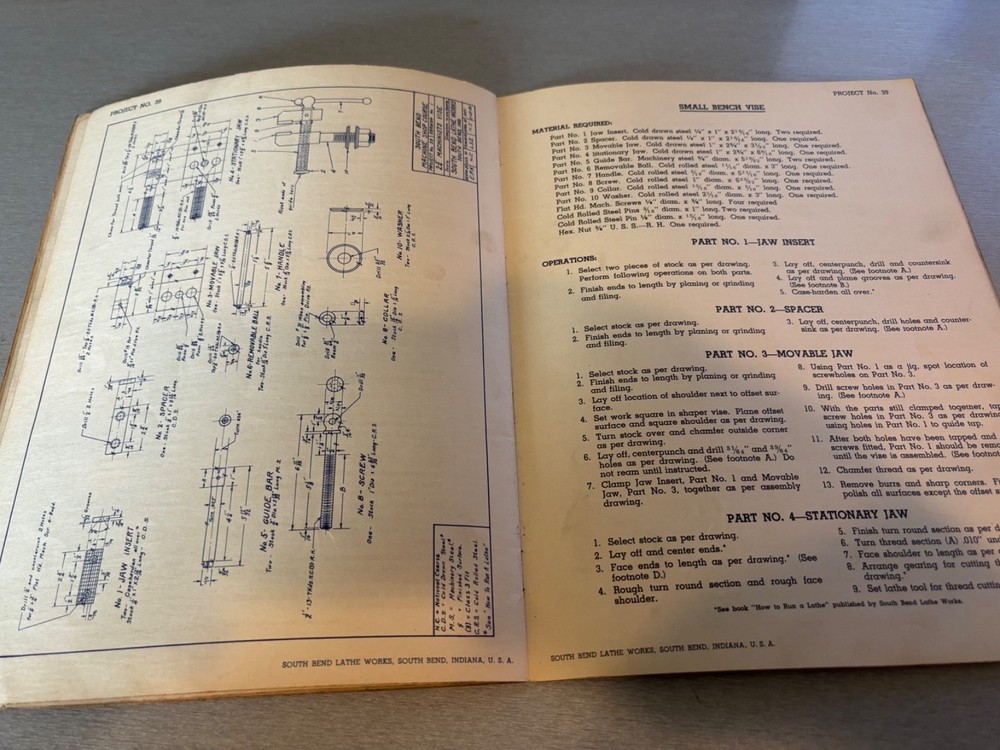 Original 1942 South Bend Machine Shop Course For Apprentice Training Catalog