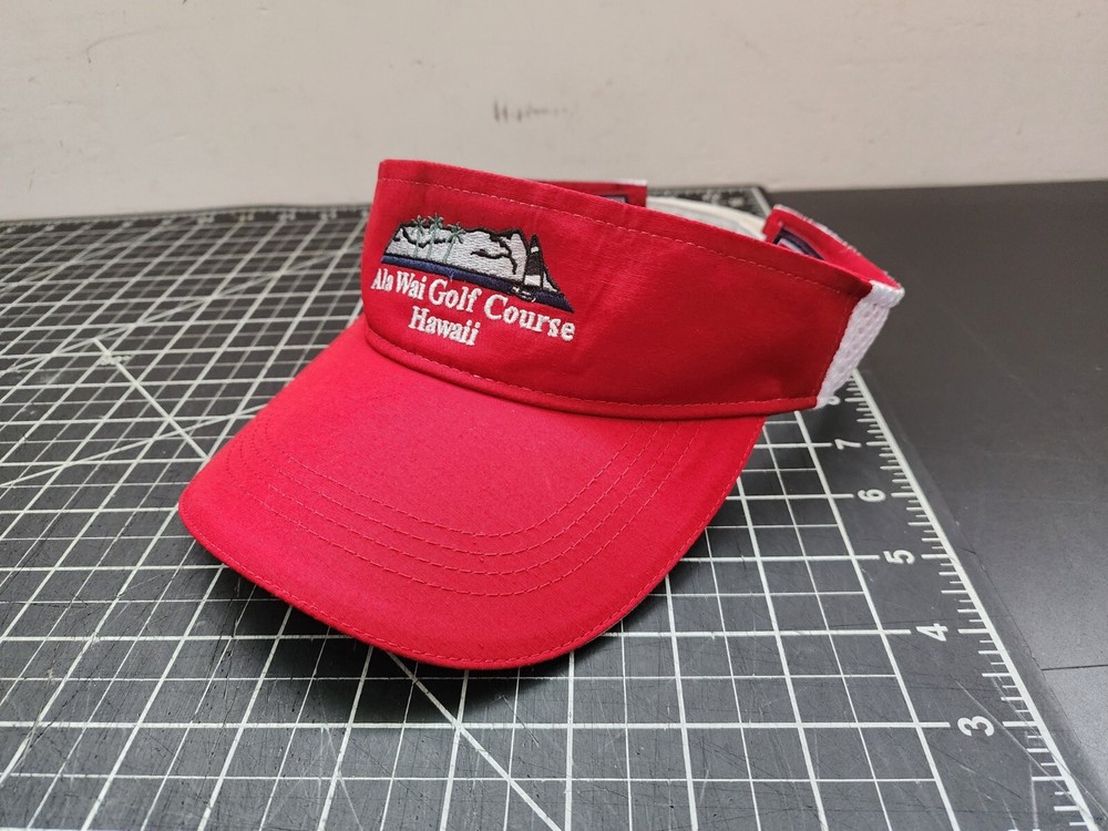 Ala Wai Golf Course Hawaii VISOR Ahead Extreme Red Osfa Adjustable Strapback