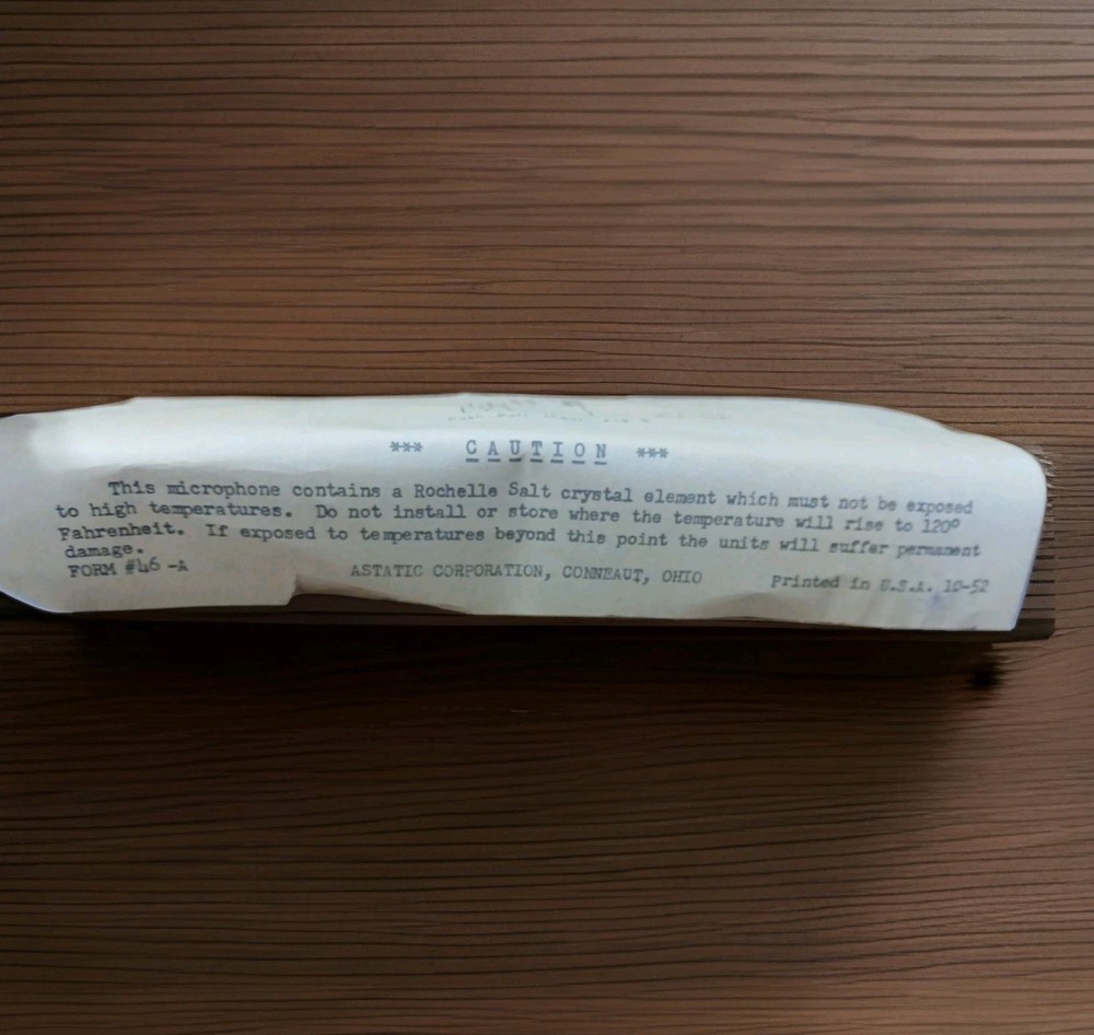 ASTATIC CRYSTAL MICROPHONE INSTALLING INSTRUCTION ORIGINAL USA