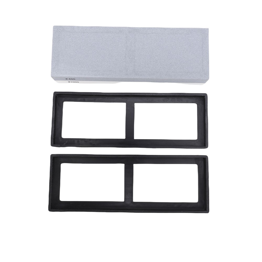 Dual Sided 400 1000 Sharpening Stone For Kitchen With Anti Slip Base Grey White