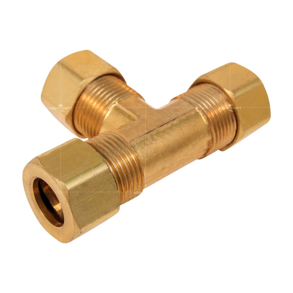 HIGHCRAFT D64-12-OM Compression Tee Pipe Fitting 1/2" OD. 0.5 Inch, Brass
