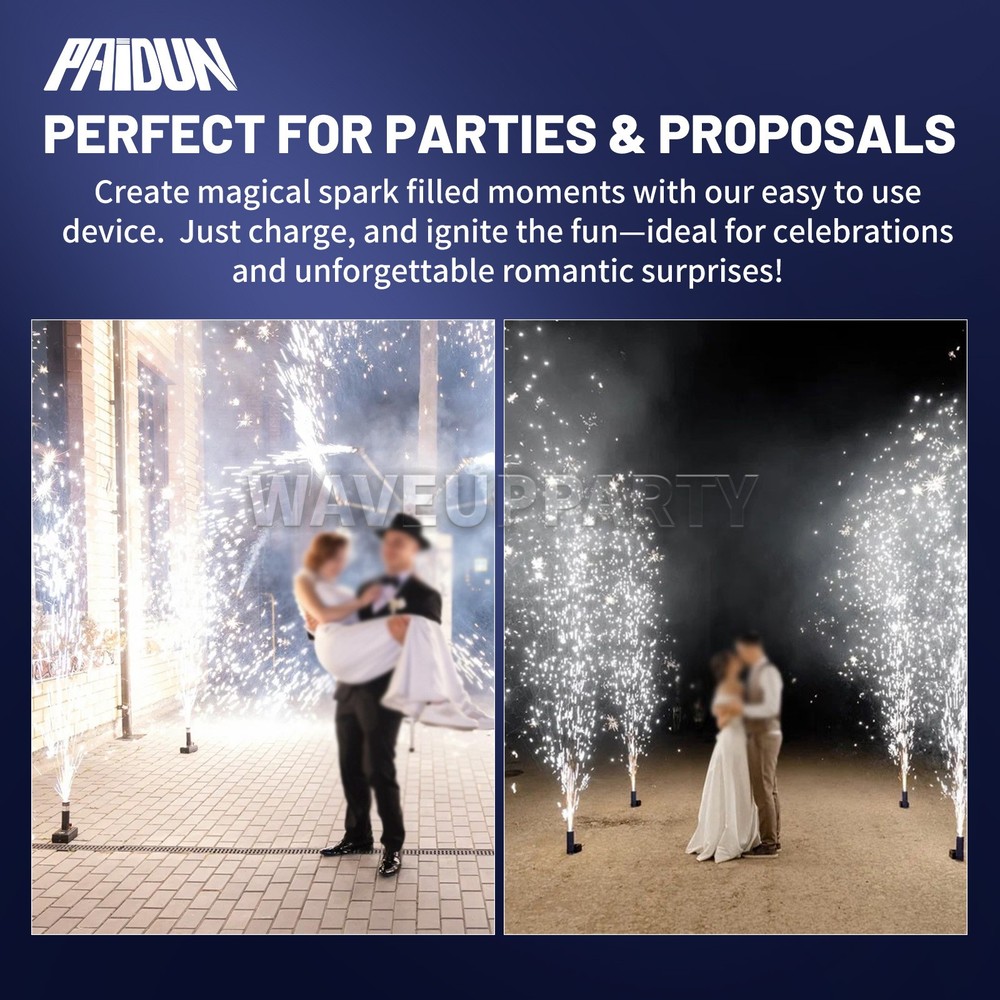 PAIDUN 8PCS Cold Spark Machine Base Sparkler Effect 2PCS Remote Controller Set