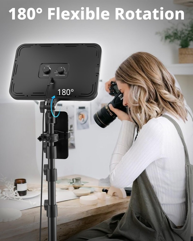 Adjustable 13" LED Studio Lights with 65" Tripod & Bluetooth - Ideal for TikTok