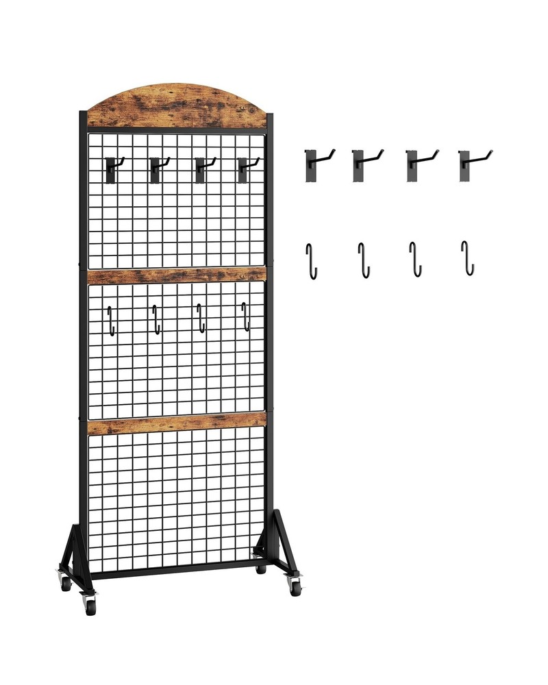 Grid Wall Panel 5.7’ x 2’ FT Grid Display Rack, Movable Gridwall Dis