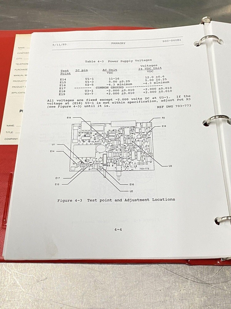 Panametrics Hygrometers Panadry - Users Guide / Instructions Manual