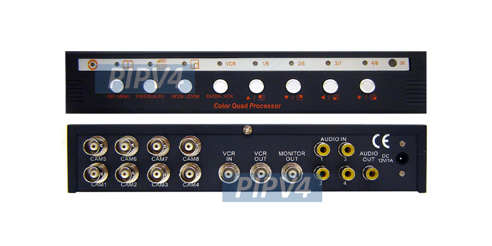 8-Channel BNC Multi-Viewer Video Multiplexer Dual Split Screen Out Audio Support