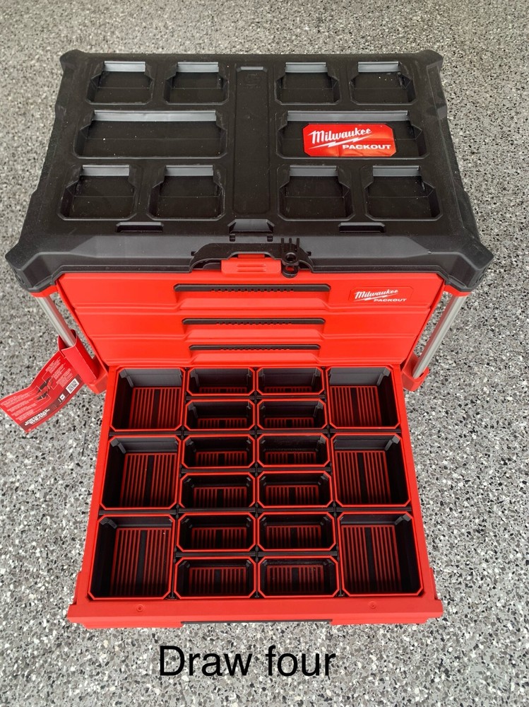 3D Printed Milwaukee Packout 4 Draw Organizer Bins