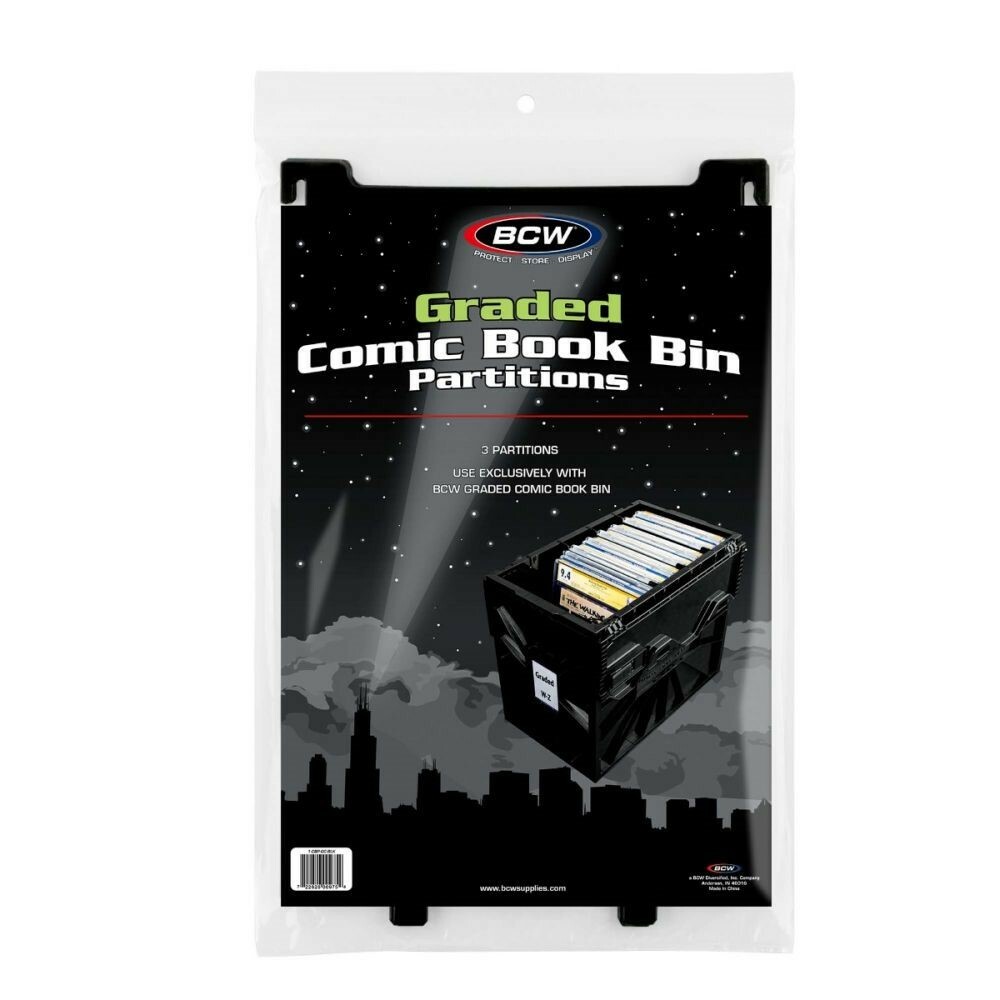 BCW Graded Comic Book Bin Extra Partitions 3 Pack Black Free Shipping