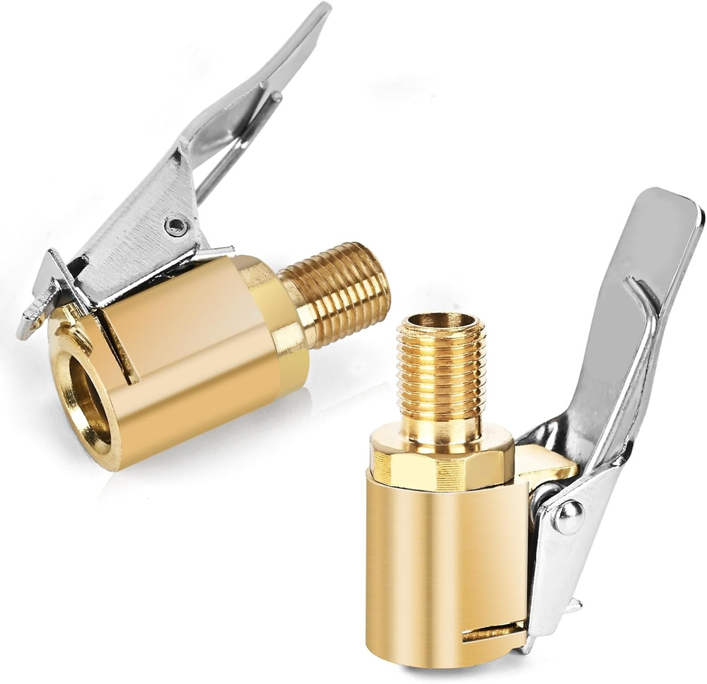 2Pcs Brass Locking Tire Air Chuck Adapter Quick Inflator Nozzle 250PSI