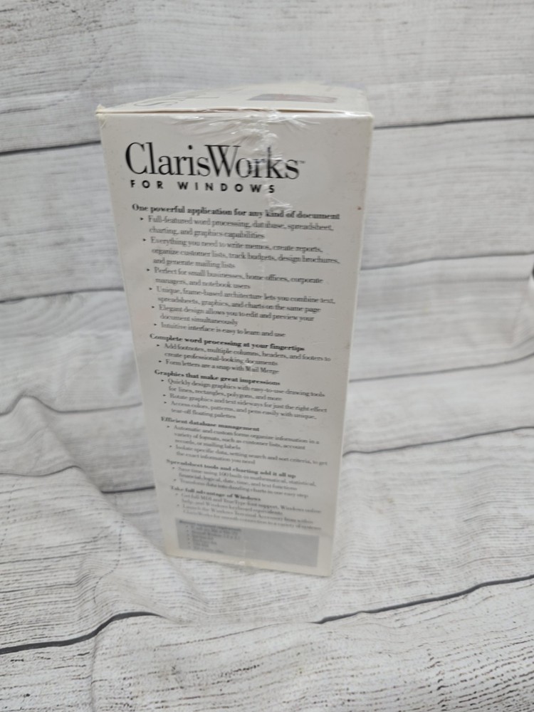 Clarisworks For Windows SEALED 1990 Floppy