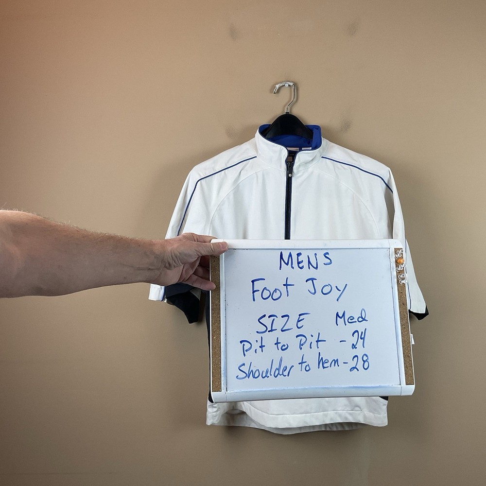 Foot Joy Dry Joy 1/2 Zip Windbreaker Pullover Mens M White Lined Polyester