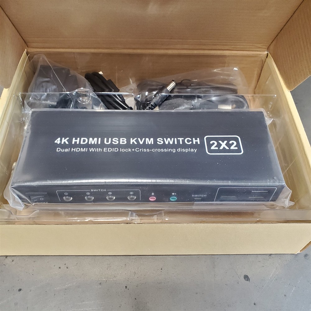 4K HDMI USB KVM Switch 2x2 Audio Video Processor w/Remote
