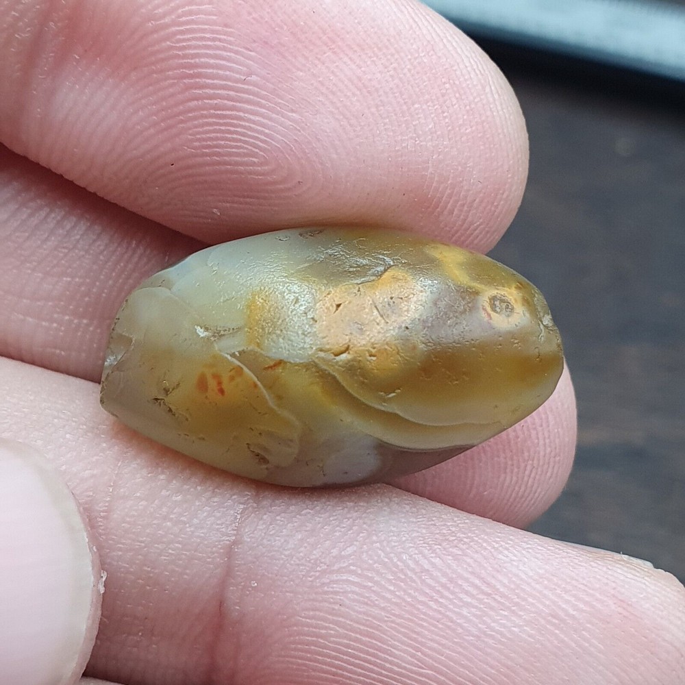 AA Ancient Suleimani Gray Agate Bead , Rare Himalayan agate bead