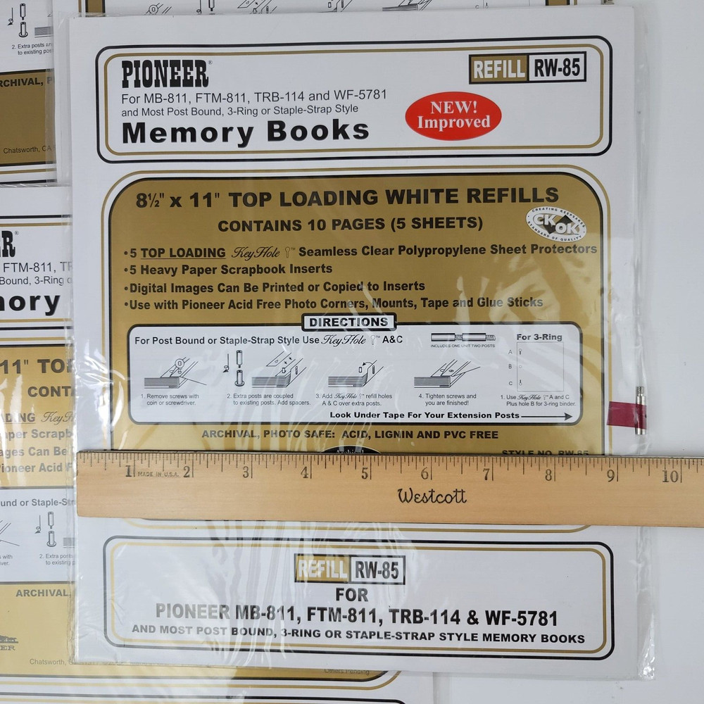 4 Pioneer Memory Book Top Loading White Refills Sheets Pack Lot Page Protectors