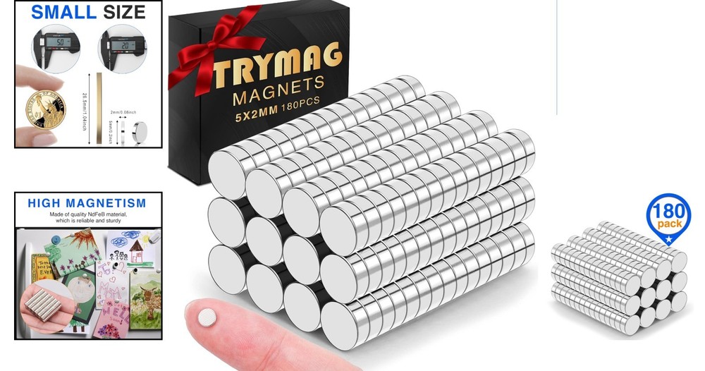 Durable 180-Pc Neodymium Magnets in Storage Case - Rust-Resistant & Compact