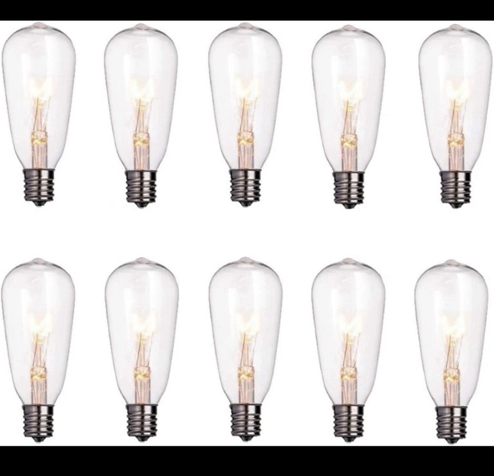 10 Pack Edison Replacement Light Bulbs for Outdoor String Lights, ST40 7W E17 Ba