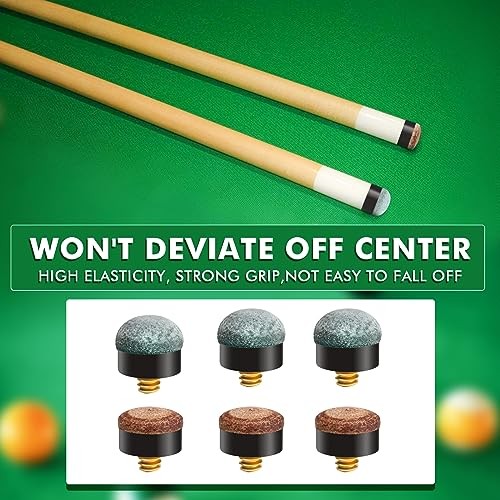12 PCS Pool Stick Tips Replacement 6xHard & 6xSoft 12mm