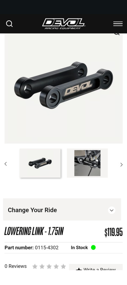Devol 0115-4302 Drz400s 1.75" lowering link.