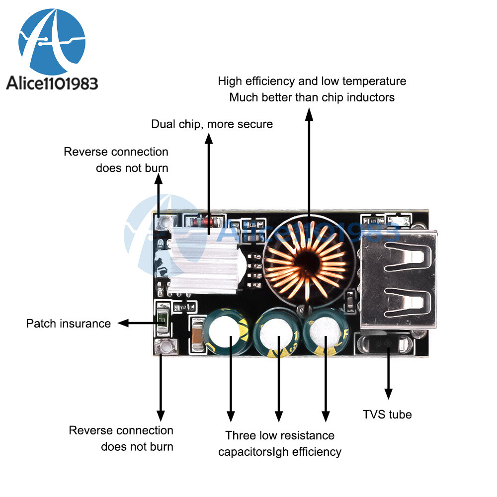 USB Mobile Phone Charging Board Fast Charging Car DIY Conversion Module DC Buck