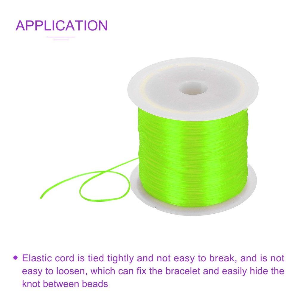2 Rolls Elastic String for Bracelets, 1mm Stretch Fluorescent Green, 100m