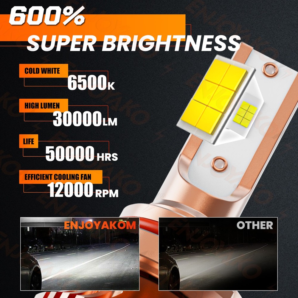 For Honda Accord 1990-2012 4Pcs CSP LED Headlight Bulb Kit High&Low Beam 6500K