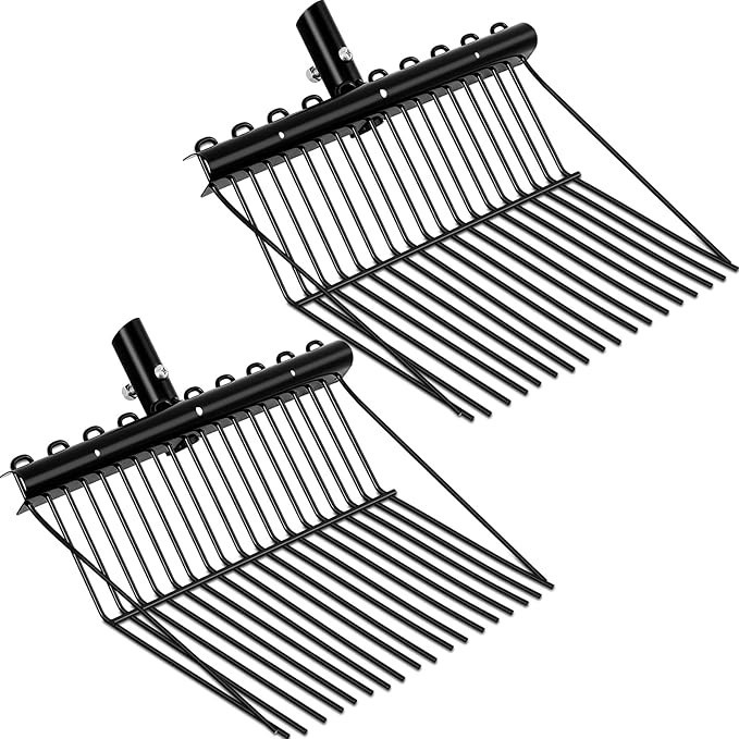 2 Pcs Metal Fork Head Manure Pitch Fork Replacement Head Horse Rake Bulk ...