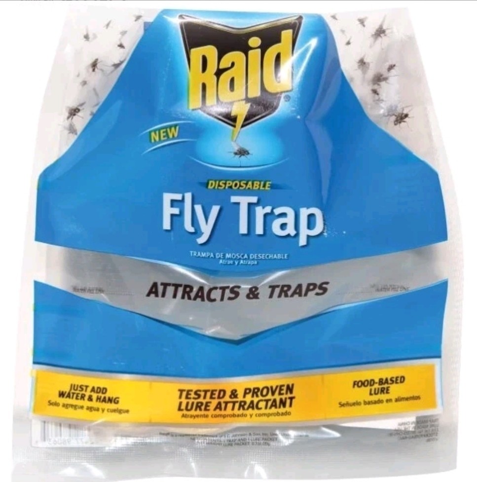 2 Pack Raid Fly Bag, Outdoor Fly Trap, Attracts and Traps Flies