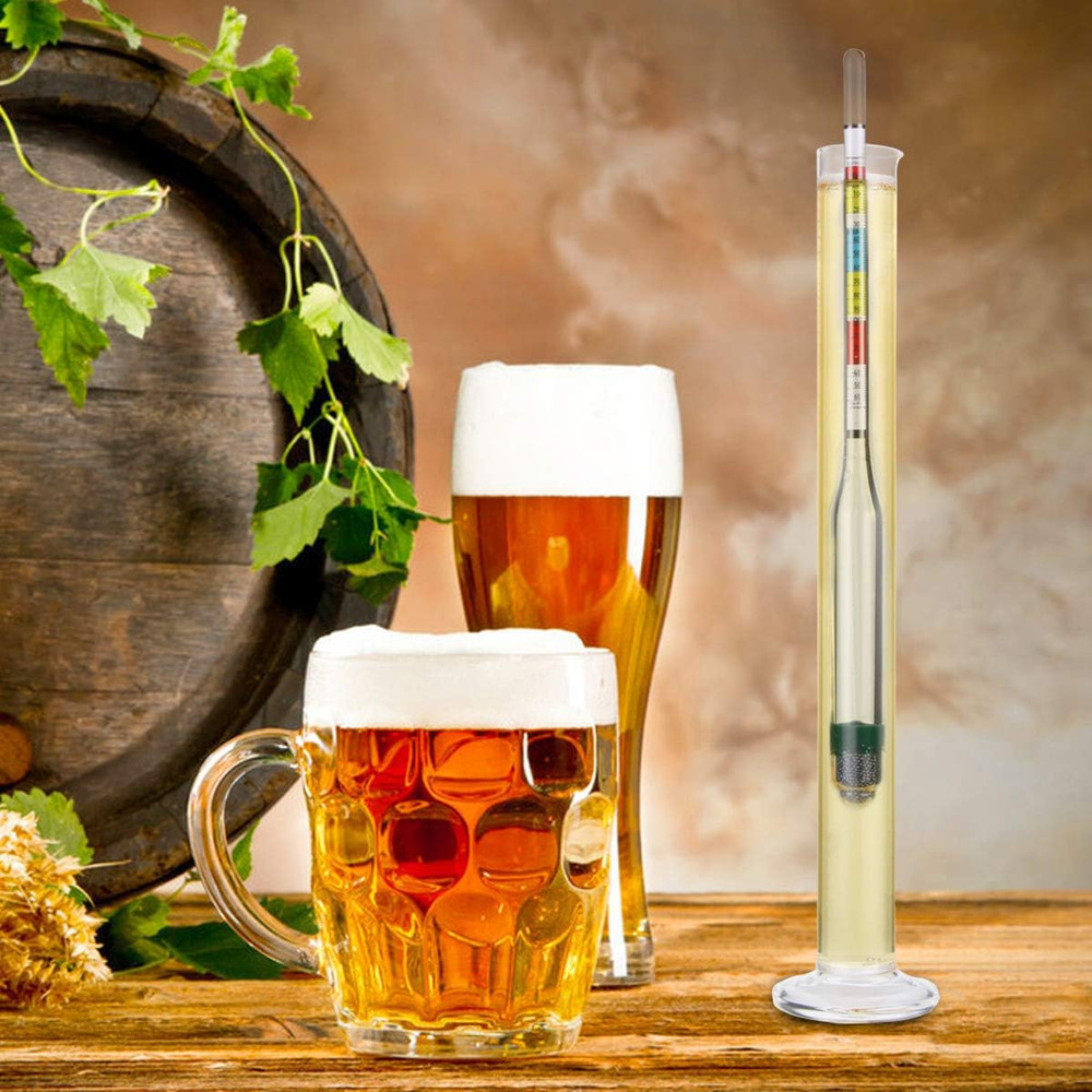 Hydrometer & Glass Test Jar Set, Triple Scale Alcohol Hydrometer with Glass C...