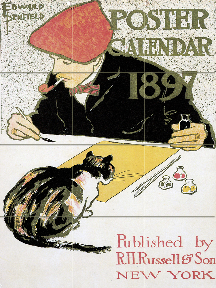 Art Nouveau Cat Ceramic Mural Backsplash Bath Tile #616