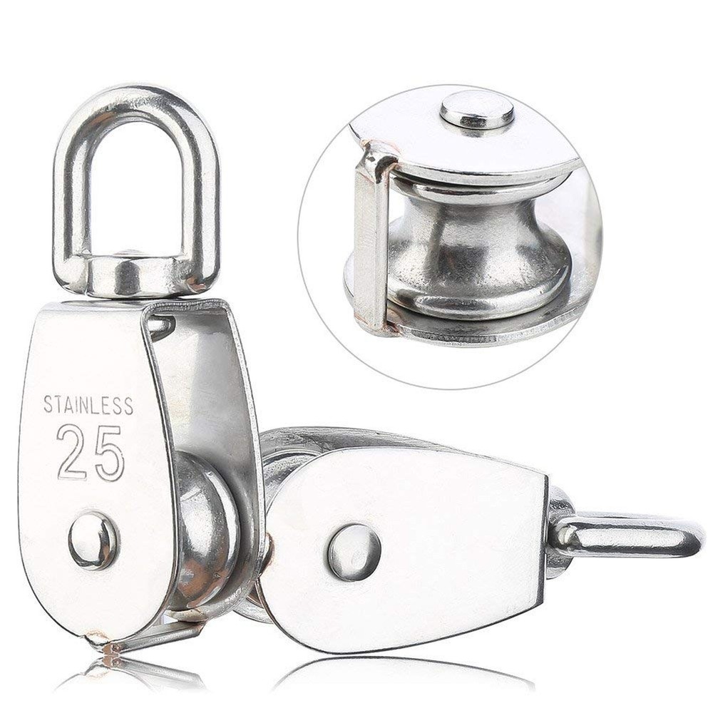 Rocaris 6 Pack M25 Lifting Single Pulley Roller Loading 330Ibs, 304 Stainless...