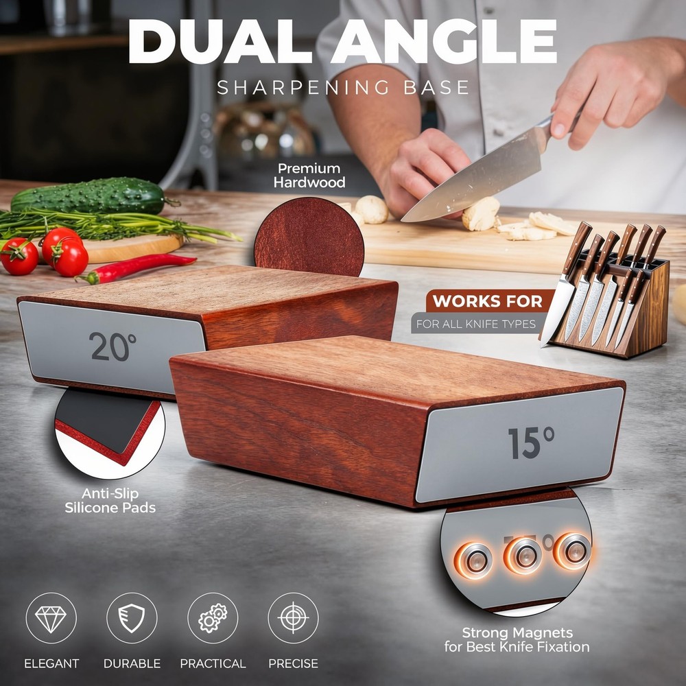 Premium Rolling Knife Sharpener, High Carbon 400, 1000, & 2 Angle, 2 Angle