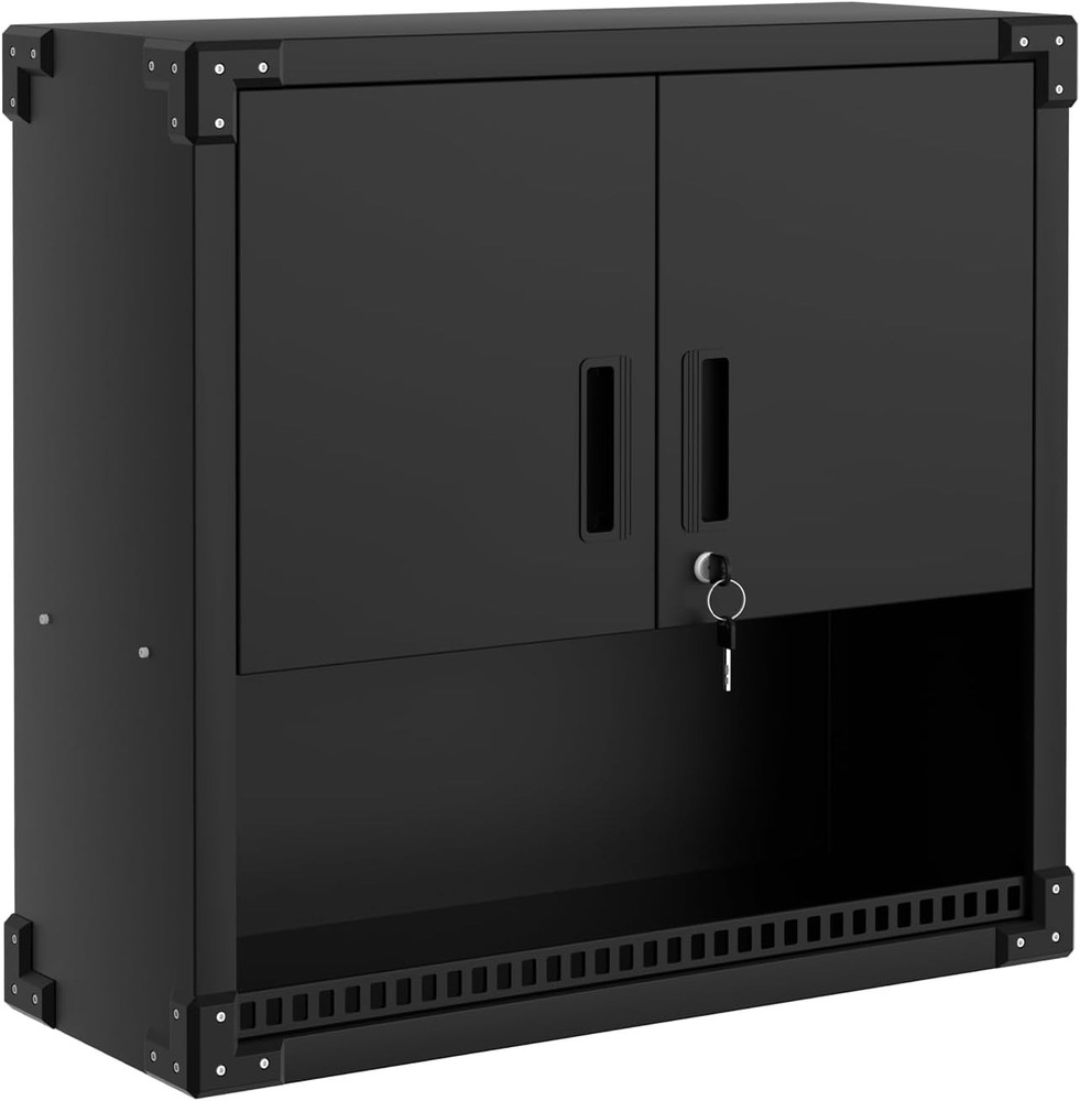 Heavy Duty Wall-Mounted Steel Cabinet with Lock& Adjustable Shelves for Workshop