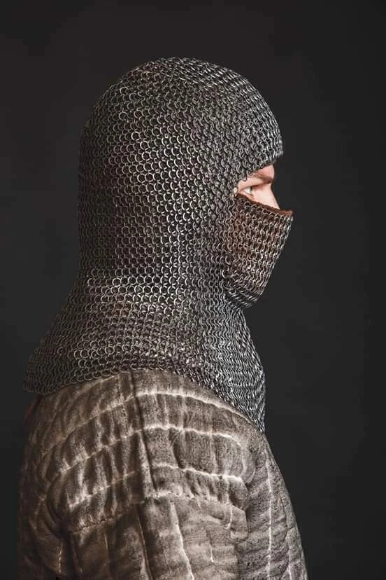 Chainmail Coif Face Covered 9 mm Riveted Chainmail Armor Chain mail Hood