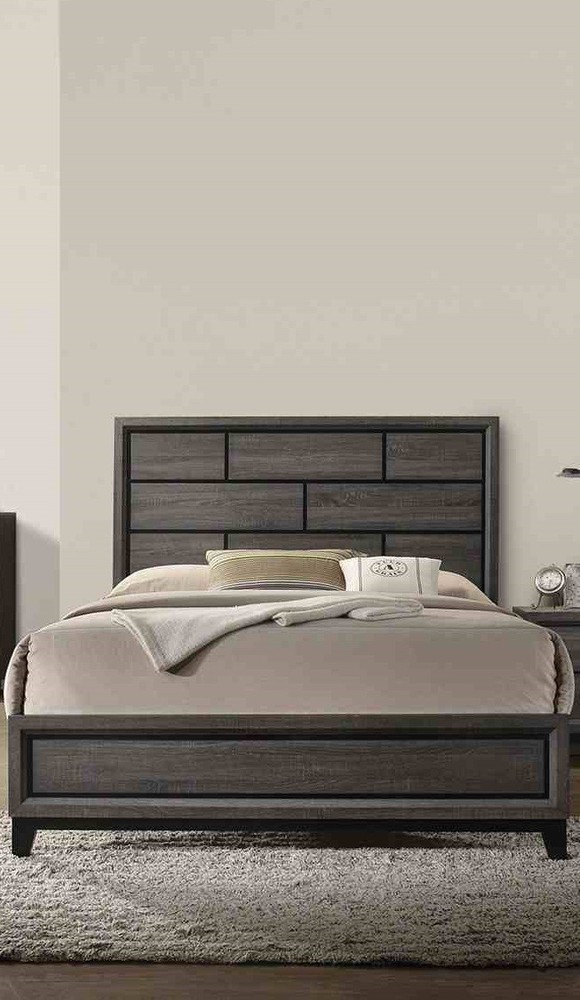 Contemporary Style Eastern King Size 1pc Bed Set Panel Style HB Two Tone Design